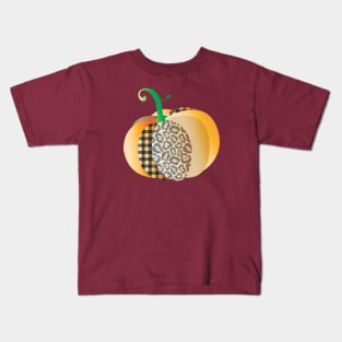 Thanksgiving Thankful Cute Pumpkin Holiday leopard Kids T-Shirt